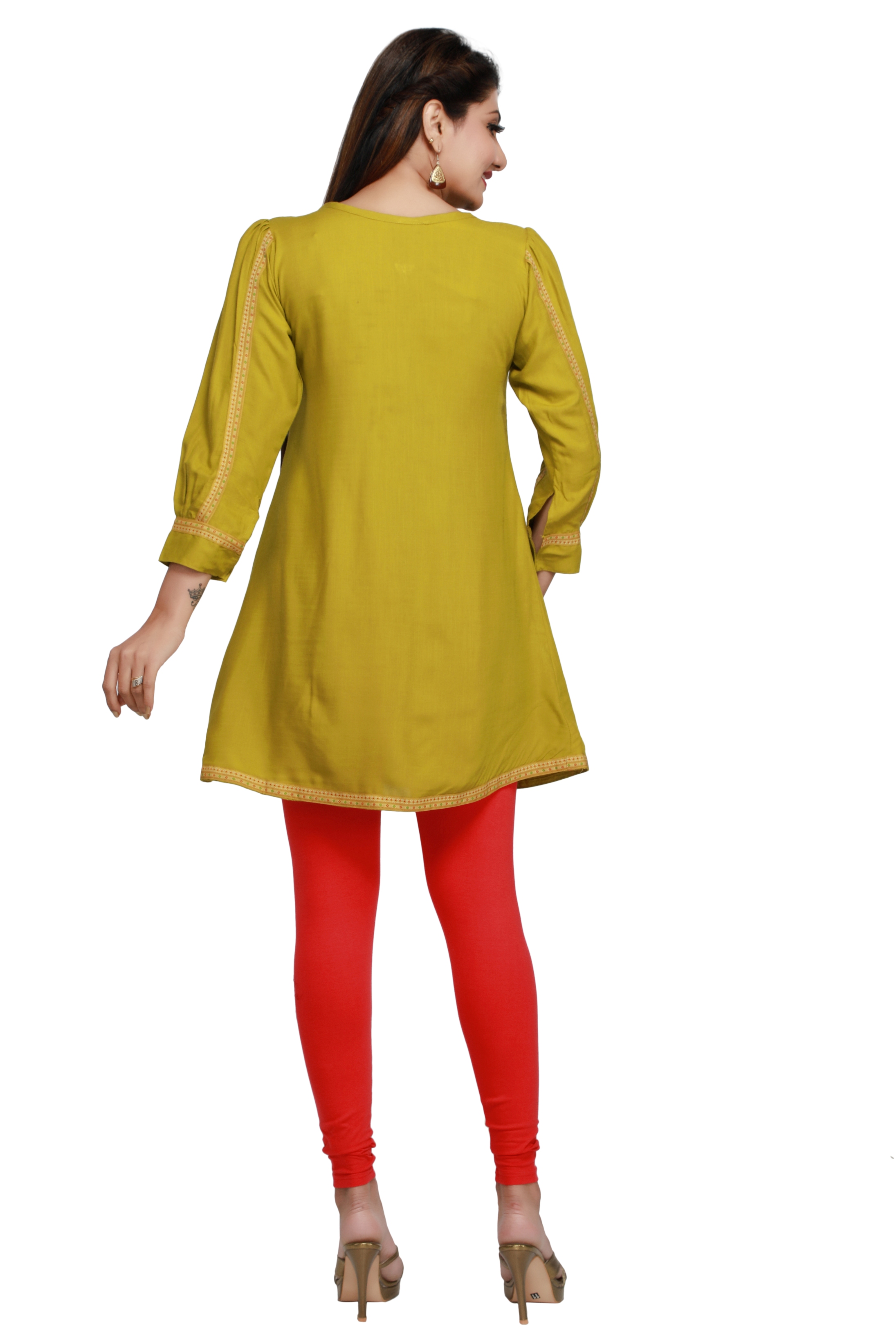Designer Mehndi Color Rayon Short Length Kurti Manufacturers Delhi Online Designer Mehndi Color 1823