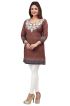 American Crepe Coffee White Printed Short Kurti with Intricate Embroidery XS to XXL Manufacturers  in Delhi