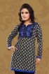 Black and Blue Cotton Kurti with Beautiful Embroidered Patchwork and Full Sleeves Manufacturers  in Delhi