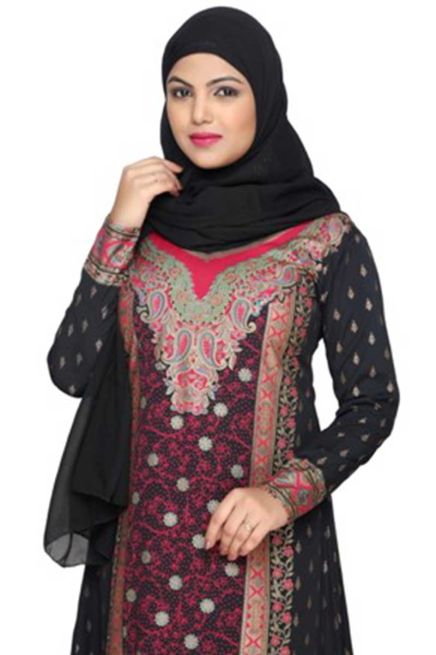 Black and Peach Printed Long Outfit with Full Sleeves Available in Sizes XS to XXL Manufacturers  in Delhi