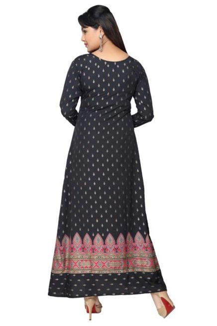 Black and Peach Printed Long Outfit with Full Sleeves Available in Sizes XS to XXL Manufacturers  in Delhi