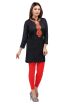  Black Embroidered Short Kurti with Full Sleeves Regular Fit for Casual Outings Sizes S XL Manufacturers  in Delhi