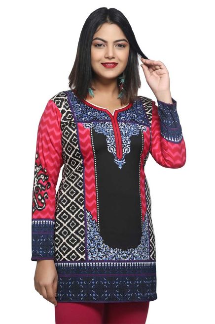 Black Peach Full Sleeve Short Kurti Ideal for Casual Outings Festive Events S to XL Sizes Manufacturers  in Delhi