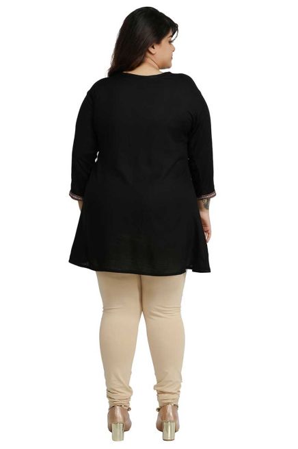 Black Plus Size Short Kurti with Elegant Lace Work Perfect for Casual Outings Sizes XL 3XL Manufacturers  in Delhi