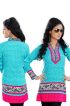 Blue and Pink American Crepe Short Tunic Kurtis Ideal for Casual Wear Sizes S to XL Manufacturers  in Delhi