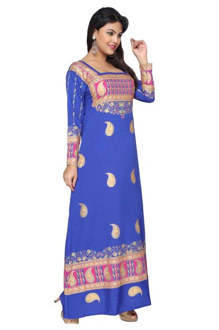 Blue with Gold Print with Full Sleeves Loose Fit for Casual Outings Free Size Manufacturers  in Delhi