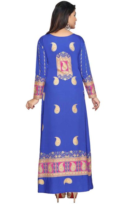 Blue with Gold Print with Full Sleeves Loose Fit for Casual Outings Free Size Manufacturers  in Delhi