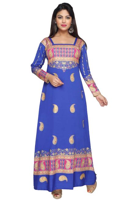 Blue with Gold Print with Full Sleeves Loose Fit for Casual Outings Free Size Manufacturers  in Delhi