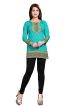 Chic Turquoise Short Kurti with Amazing Neck Pattern for Everyday Wear Manufacturers  in Delhi