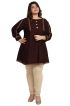 Coffee Plus Size Short Kurti with Accessory Detailing and Lace Work Perfect for Casual Wear Sizes XL 3XL Manufacturers  in Delhi