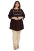 Coffee Plus Size Short Kurti with Lace Work for Casual Outings Fit XL to 3XL Manufacturers  in Delhi