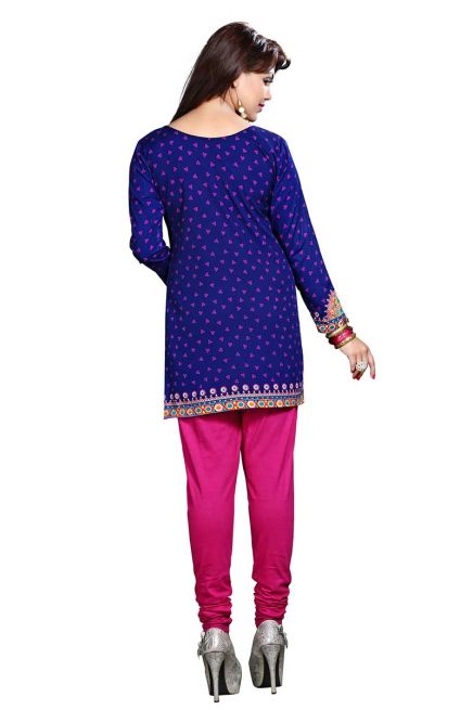 Comfortable Blue French Jacquard Kurti with Bandhani Design for Festive and Casual Events Manufacturers  in Delhi