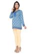 Comfortable Blue Printed Short Kurti with Full Sleeves for Daily and Festive Occasions Manufacturers  in Delhi