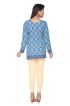 Comfortable Blue Printed Short Kurti with Full Sleeves for Daily and Festive Occasions Manufacturers  in Delhi