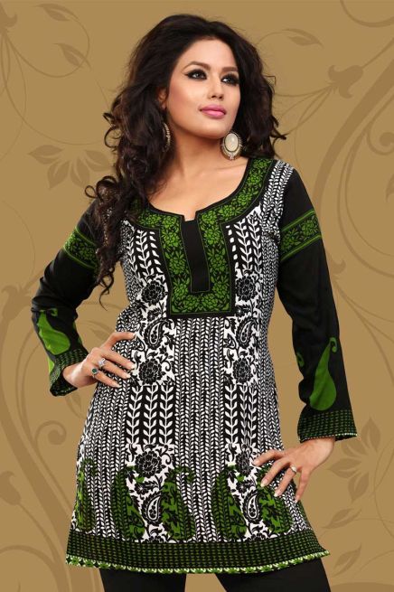 Comfortable Solid Green Kurti with Lightweight Print for Casual Fashion Manufacturers  in Delhi