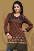 Elegant Coffee Color Embroidered Crepe Silk Kurti Regular Fit Short Design for Casual Wear Manufacturers  in Delhi