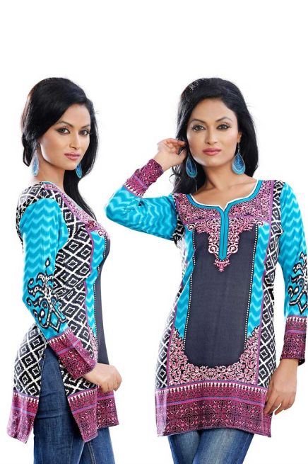 Elegant Crepe Printed Kurtis with Embroidery Style for Casual Wear XS to XXL Manufacturers  in Delhi