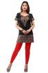 Elegant Dark Charcoal Printed Short Kurti with Half Sleeves Casual Fit Available in S XL Manufacturers  in Delhi