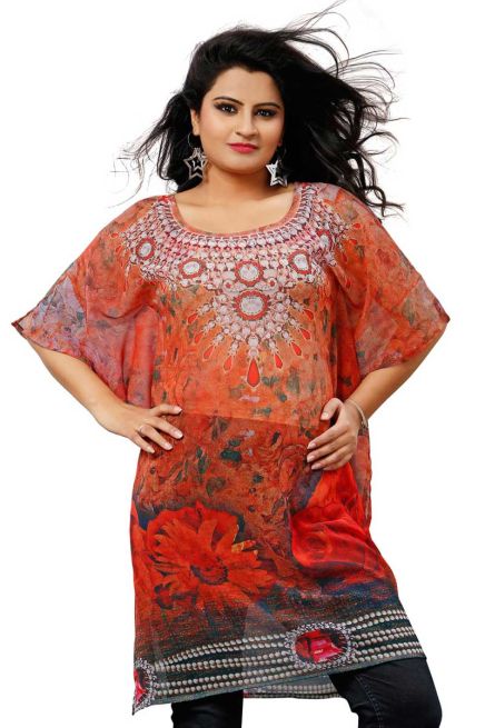 Elegant Multicolor Georgette Kurtis Featuring Lightweight Flow and Digital Prints Manufacturers  in Delhi