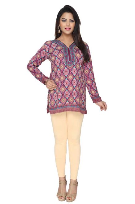 Elegant Purple American Crepe Short Kurti with Full Sleeves for Casual Style Manufacturers  in Delhi