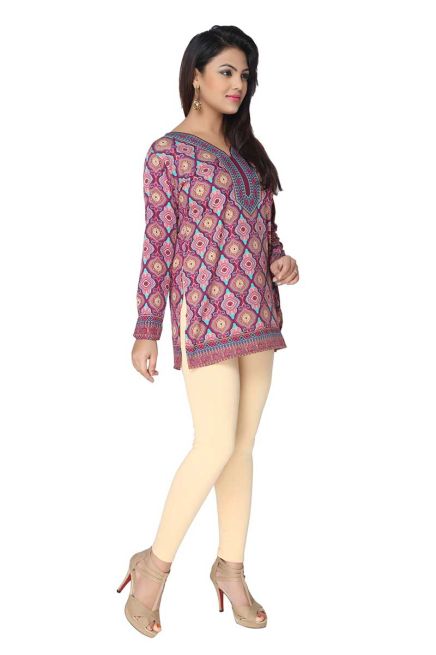 Elegant Purple American Crepe Short Kurti with Full Sleeves for Casual Style Manufacturers  in Delhi