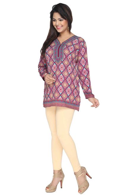 Elegant Purple American Crepe Short Kurti with Full Sleeves for Casual Style Manufacturers  in Delhi