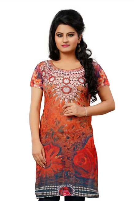 Elegant Regular Fit Multicolor Georgette Kurtis with Lightweight Digital Prints Manufacturers  in Delhi