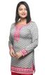 Elegant White and Grey Short Kurti with Pink Print Regular Fit Sizes S to XL Manufacturers  in Delhi