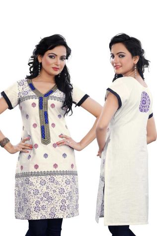 Elegant White Cotton Kurti with Half Sleeve and Embroidery Regular Fit Sizes S to XL Manufacturers, Suppliers, Exporters in Hungary