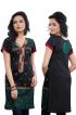 Fashionable Black Cotton Kurti with Half Sleeves and Embroidery for Various Occasions Manufacturers  in Delhi