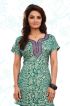 French Jacquard Sea Green Printed Short Kurti With Full Sleeves Sizes S to XL Manufacturers  in Delhi