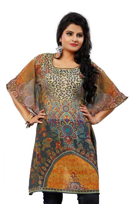 Lightweight Multicolor Georgette Kurtis with Stunning Digital Prints for Everyday Wear Manufacturers  in Delhi