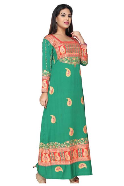 Loose Fit Sea Green with Gold Print for Elegant Formal and Festive Occasions Manufacturers  in Delhi