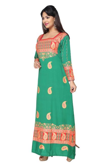 Loose Fit Sea Green with Gold Print for Elegant Formal and Festive Occasions Manufacturers  in Delhi