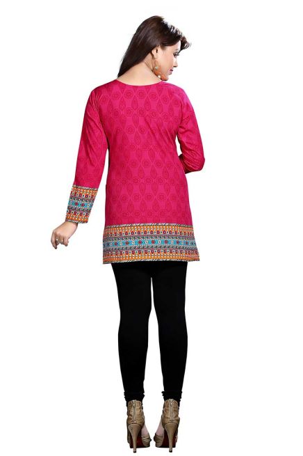 Magenta Printed Short Kurti With Amazing Neck Pattern Sizes S to XL Manufacturers  in Delhi