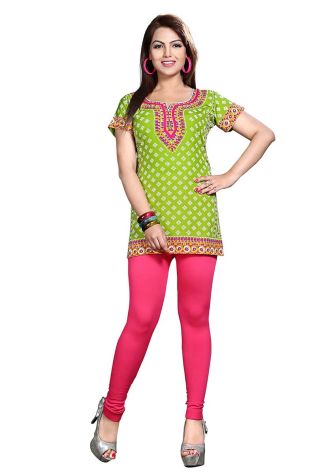 Mehendi Green French Jacquard Printed Full Sleeve kurtis Sizes S to XL Manufacturers, Suppliers, Exporters in Hungary