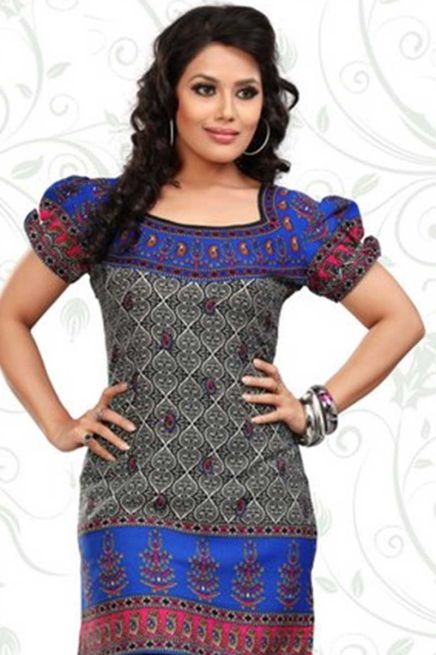 Multicolor American Crepe Printed Kurti With Puff Sleeve Sizes S to XL Manufacturers  in Delhi