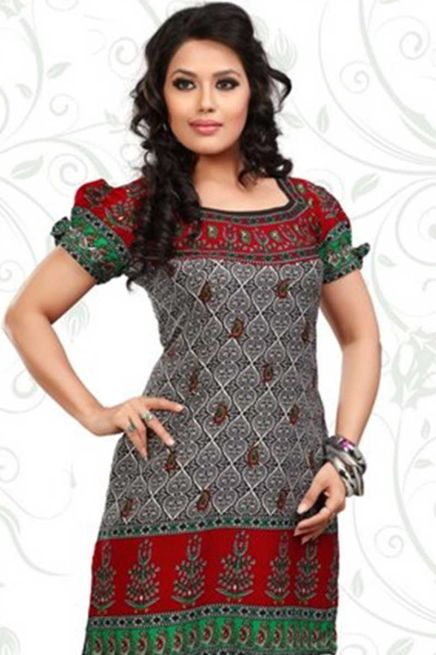 Multicolor American Crepe Printed Kurti With Puff Sleeve Sizes S to XL Manufacturers  in Delhi