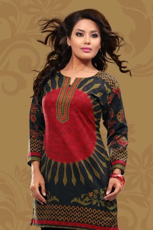 Multicolor Spun Butta Printed Kurtis Full Sleeves Sizes S to XL Manufacturers, Suppliers, Exporters in East Siang