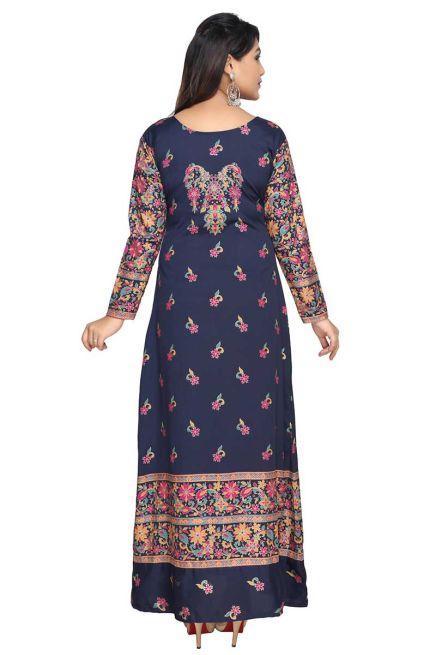 Navy Blue and White Printed Kurti Regular Fit Short Design with Full Sleeves for Casual Looks Manufacturers  in Delhi