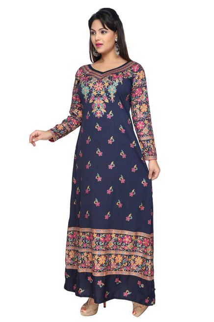 Navy Blue and White Printed Kurti Regular Fit Short Design with Full Sleeves for Casual Looks Manufacturers  in Delhi