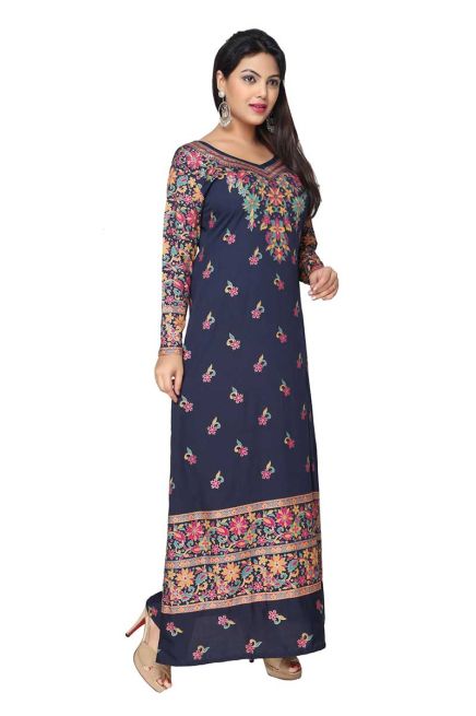 Navy Blue and White Printed Kurti Regular Fit Short Design with Full Sleeves for Casual Looks Manufacturers  in Delhi