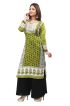 New Designer Mehndi Color Cotton Printed Long Kurti with Full Sleeves for Casual Wear Sizes S to XL Manufacturers  in Delhi