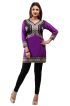 Purple French Jacquard Jacket Style Printed Short Kurti with Full Sleeves Regular Fit for Casual Outings Sizes S XL  Manufacturers  in Delhi