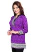 Purple French Jacquard Printed Short Kurti with Chinese Collar Regular Fit for Casual Outings Sizes S XL Manufacturers  in Delhi