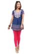 Regular Fit Blue American Crepe Kurti with Half Sleeves for Casual Outings and Events Manufacturers  in Delhi