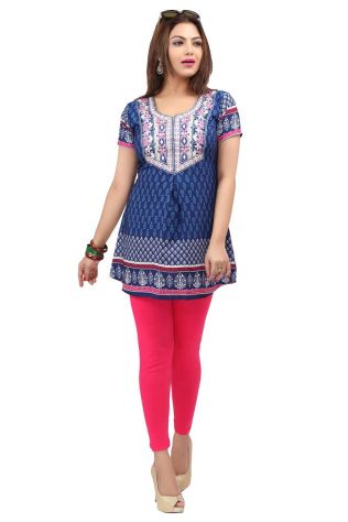 Regular Fit Blue American Crepe Kurti with Half Sleeves for Casual Outings and Events Manufacturers, Suppliers, Exporters in Hailakandi