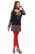 Regular Fit Dark Charcoal French Jacquard Printed Short Kurti Full Sleeves for Casual Wear Manufacturers  in Delhi