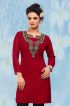 Regular Fit Embroidered Chiffon Georgette Kurti in Red Colors for Any Occasion Manufacturers  in Delhi