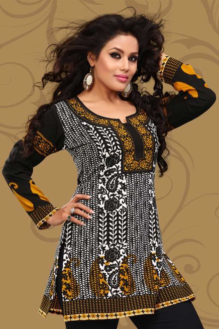 Regular Fit Multicolor American Crepe Kurti with Half Sleeves for Contemporary Style Manufacturers  in Delhi